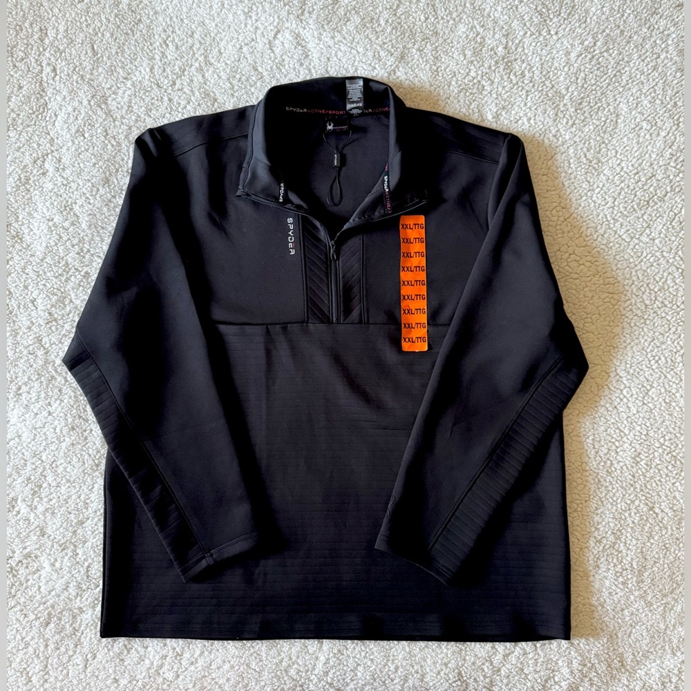 Spyder Men’s Active Sport 1/4 Zip Pullover Black Size XXL New with Tags